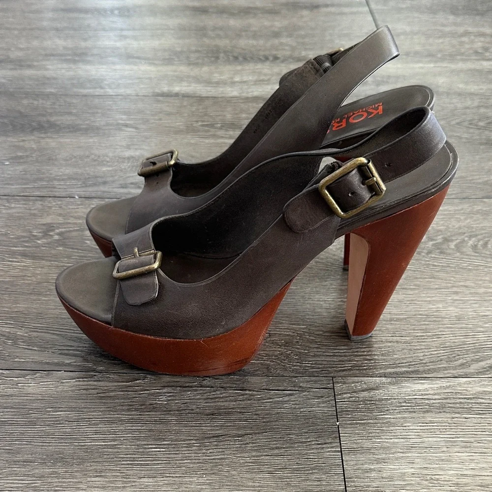 Michael Kors Dark Brown Wedge Sandals